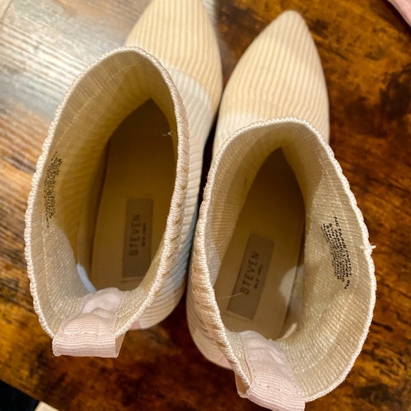 Size 8 oak white stretchy ankle boots chunky heels - Picture 4 of 12